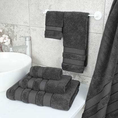 American Soft Linen Bath Towel Set, Luxury Salem Collection 100% Turkish Combed Cotton 6 Piece Towel Set