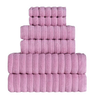 BERIBO Cloud Turkish Towels 100% Cotton - Set of 6-620gsm Lavender Fog