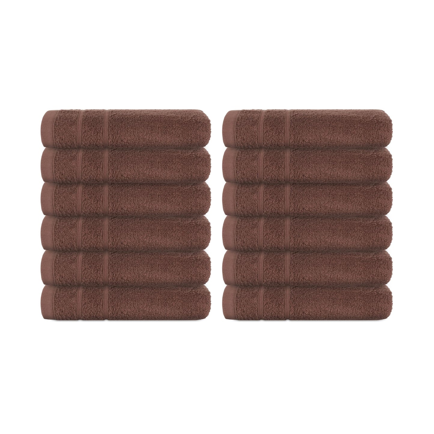 Perefly Bath Towels (30 X 50 CM) - Face & Hand Towels for Gym - Soft & Absorbent - Fast Drying Bathroom Face Cloths (Brown, 12 Pack)
