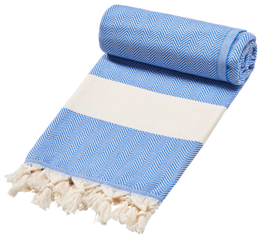 Sowel XXL Beach Towel, 100 x 200 cm, Lightweight, Blue, 100% Cotton