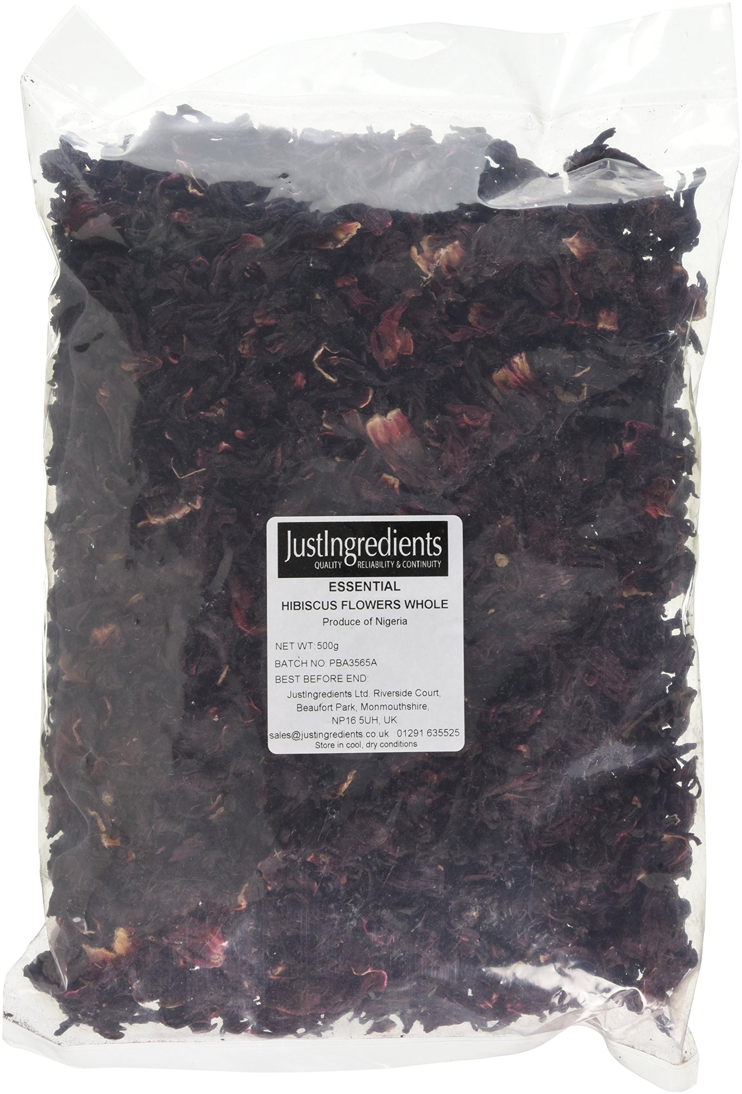 JustIngredients Essentials Hibiscus Flowers Whole 500 g (Pack of 2)