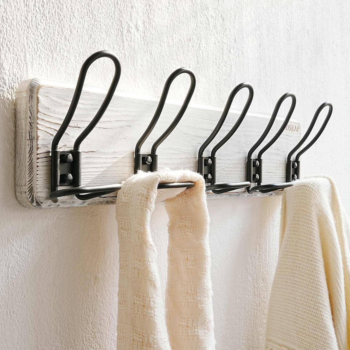 Dseap Coat Rack Wall Mounted - Heavy Duty Farmhouse Rustic Wall Coat Hanger With 5 Wire Hooks for Clothes Hat Jacket Towel, RusticWire, G25A