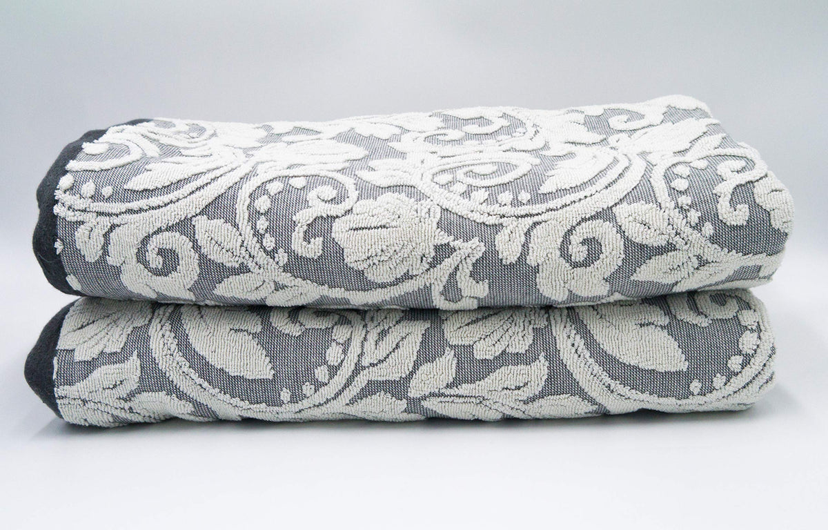Lex's Linens Jacquard Floral Bath Sheet Grey