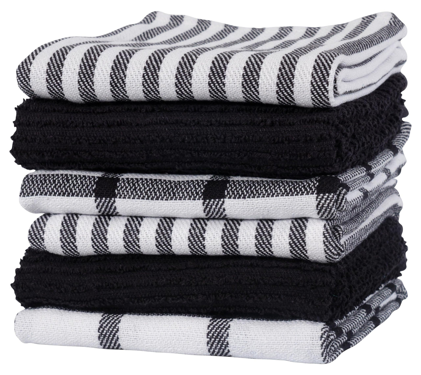 KAF Home Mixed Flat & Terry Kitchen Towels | Two Sets of 3 18 x 28 Inches | 4 Flat Weave Towels for Cooking and Drying Dishes