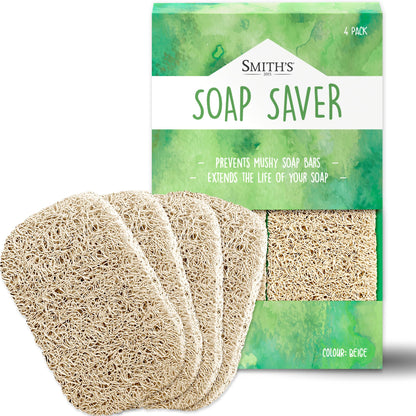 Soap Saver by Smith’s® | Extend Your Soap’s Life | 14 cm L x 8 cm W x 1.2 cm H | Biege / 4 Pack | 50% Thicker | Enhanced Design