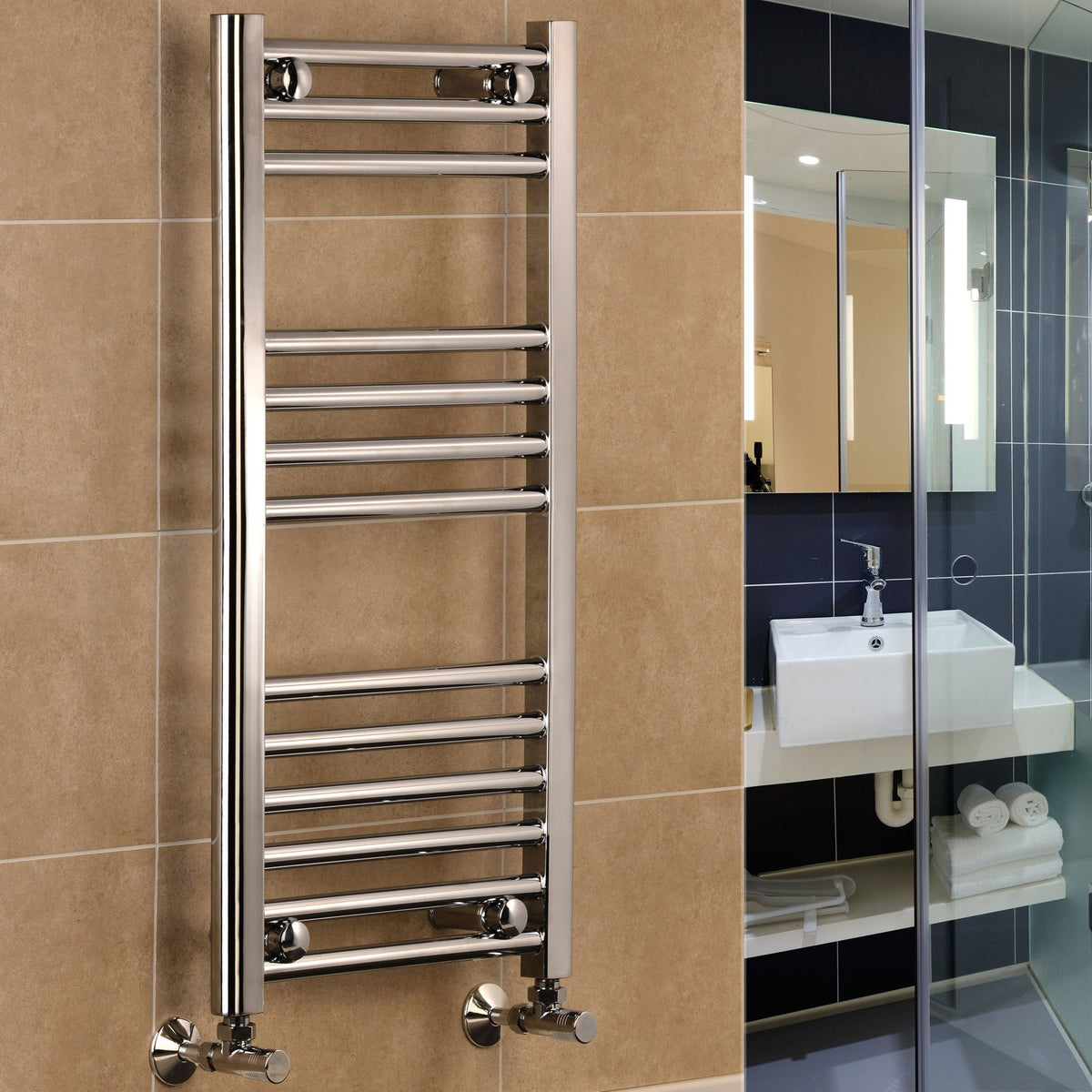 Greened House Chrome Heated Towel Rail 300mm W x 800mm H