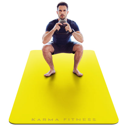 Large Exercise Mat  Extra Wide & Extra Thick Yoga Mat (183cm x 80cm x 10mm), TPE Fitness Mat with Free Carry Straps, Perfect for HiiT Home Workouts &