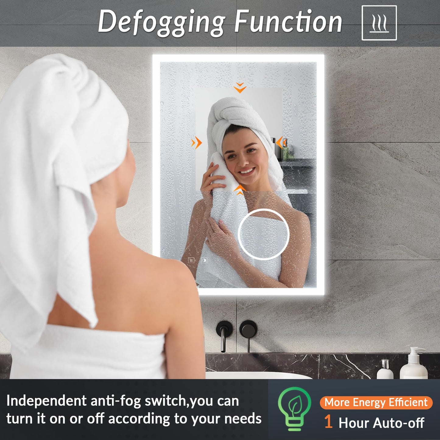ELEGANT Bathroom Mirror Cabinet with Lights & Shaver Socket, 500 x 700 mm