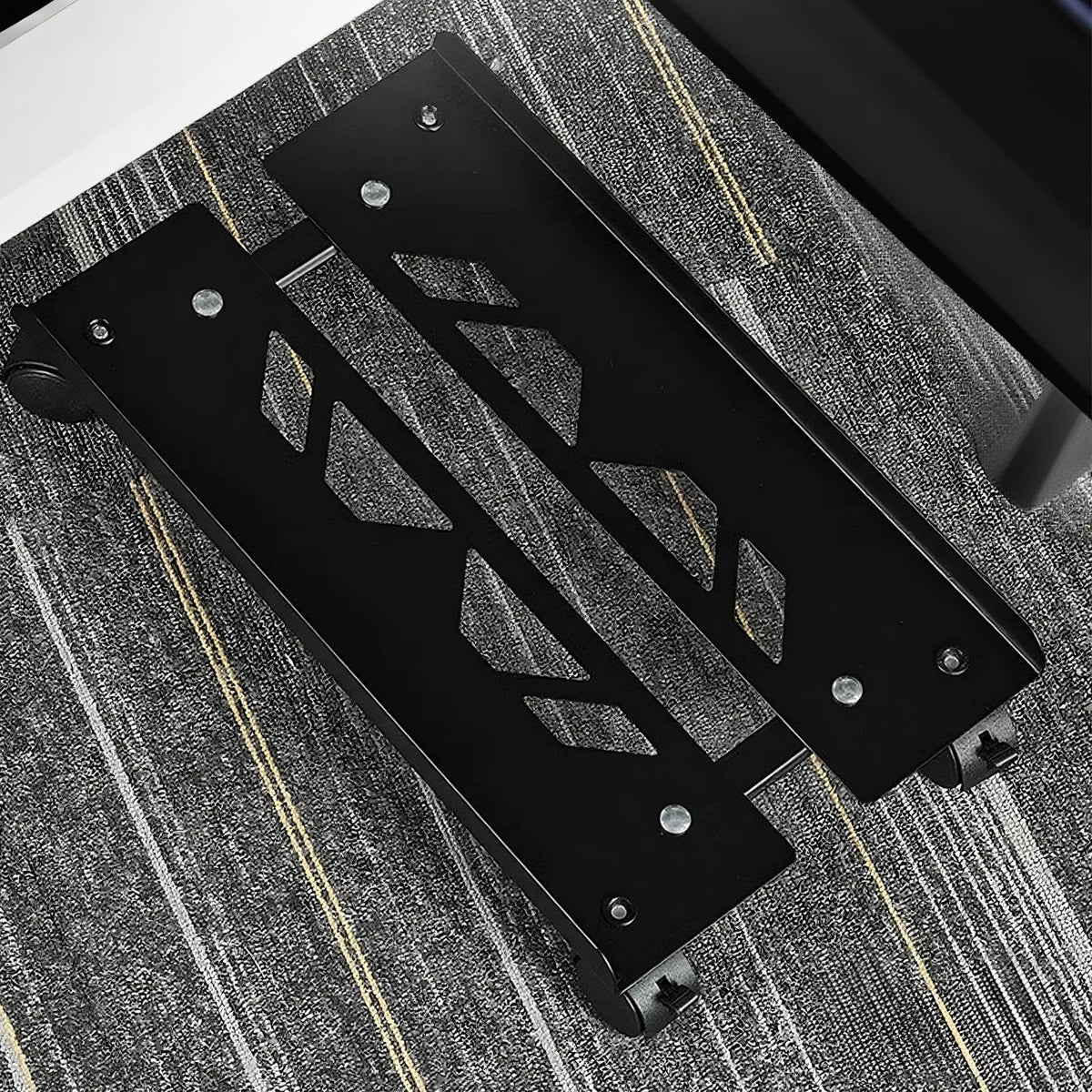 Yumzxin Heavy-Duty Steel Computer Tower Stand with Lockable Wheels- Adjustable Width 20-26cm, Universal PC Case Holder for Gaming/Office Desktops