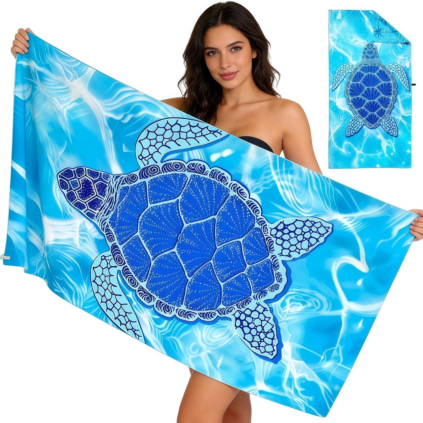 Large Microfibre Beach Towel for Adults with Bag 160x90cm,Green Quick Dry Beach Towel with Double Sided,Lightweight Beach Microfiber Towels for