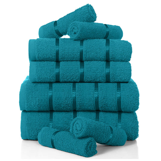 GC GAVENO CAVAILIA Luxury 8 Pack Boston Bale Set, Extra Soft 100% Egyptian Cotton, Highly Absorbent Towel 450 GSM, TEAL, MAIL BAG