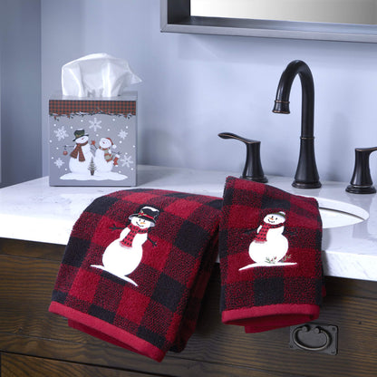 SKL Home Woodland Winter Snowman Bath Towel, Red