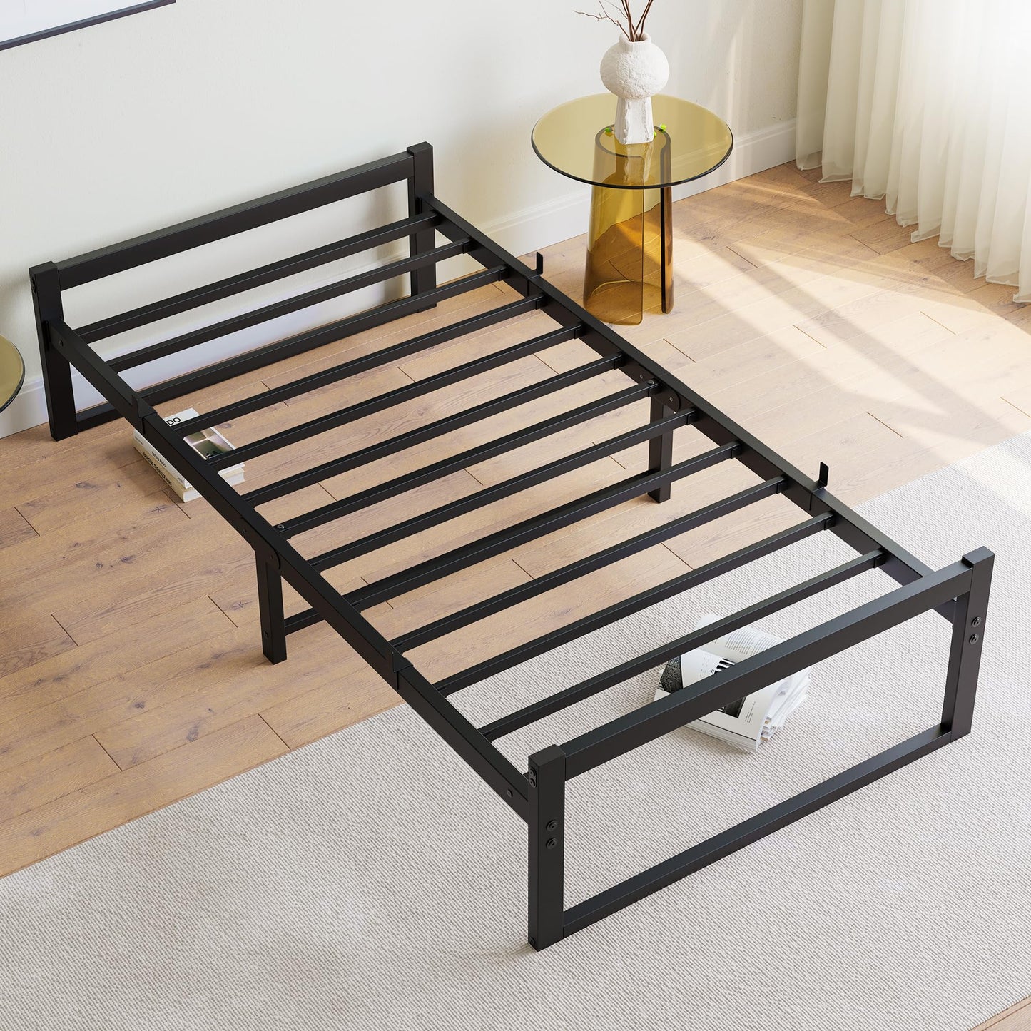 VECOCHO Single Bed Frame,Heavy Duty Metal Platform Bed Frame Single,Black