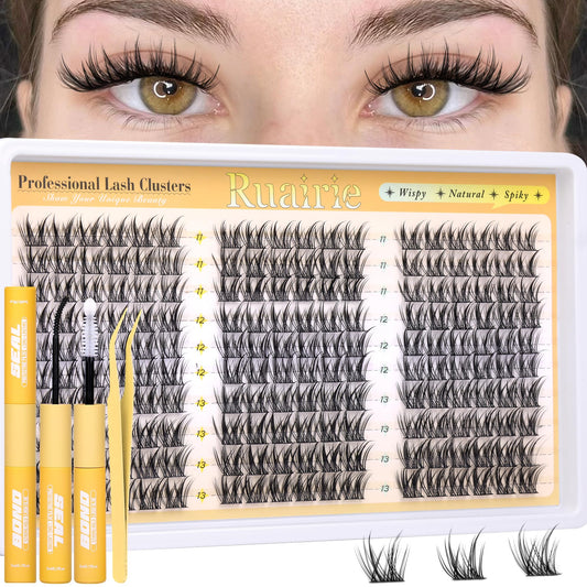 Manga Cluster Lashes Kit Natural Lash Clusters Wispy Individual Eyelashes 180pcs Spiky Eyelash Clusters C Curly 11-13mm Individual Lash Extensions