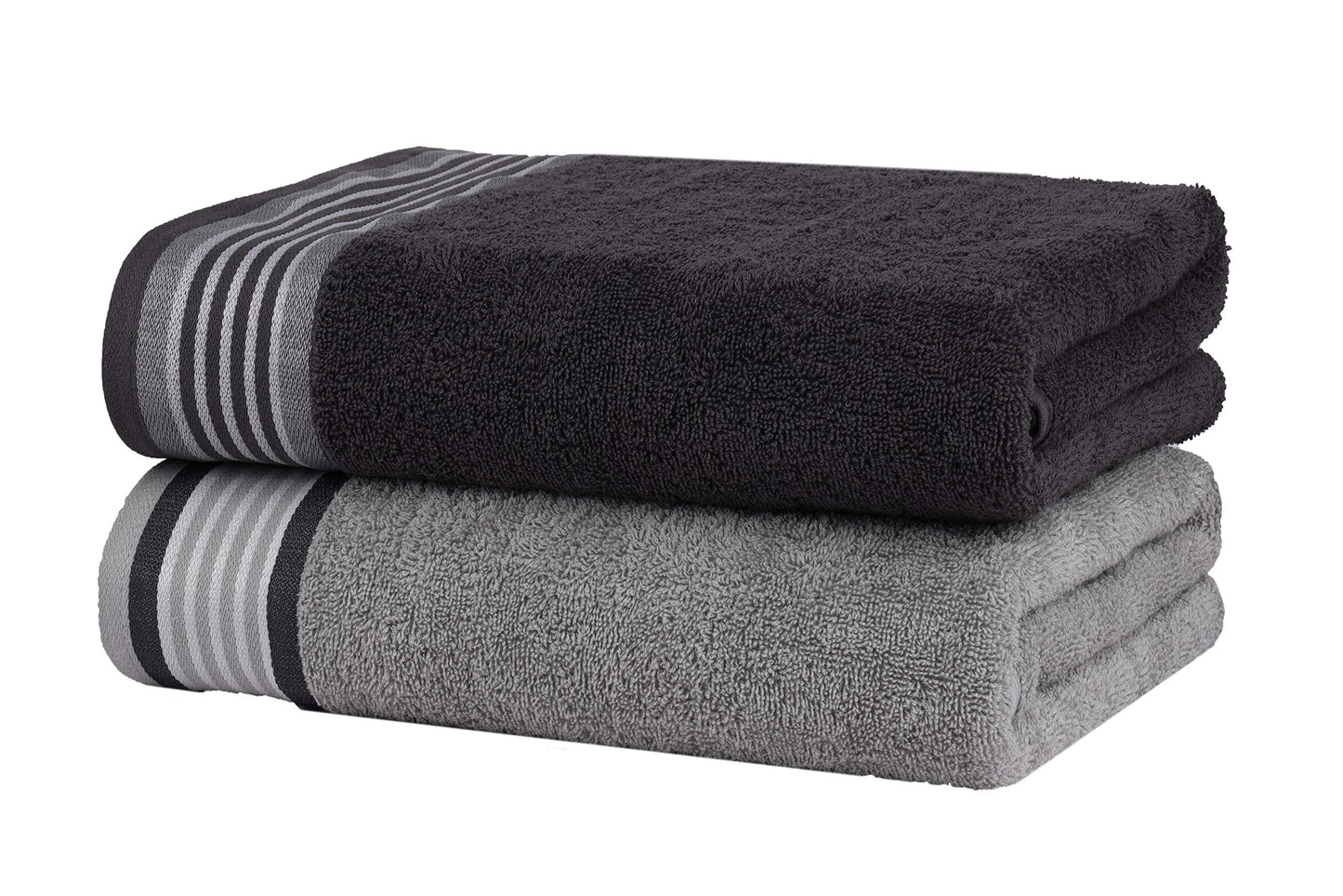 CASA COPENHAGEN He & She 2-piece large bath towel set, 90x180 cm, Pine Grey–Grey Violet, 550 g/m², designed in Denmark