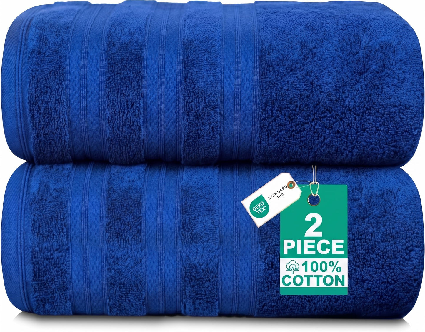 MELLUVA Bath Towels Set of 2 | 100% Turkish Cotton | 70 x 125 cm | Soft and Absorbent 600 GSM | Quick Dry Bathroom Shower Towels | Denim Blue