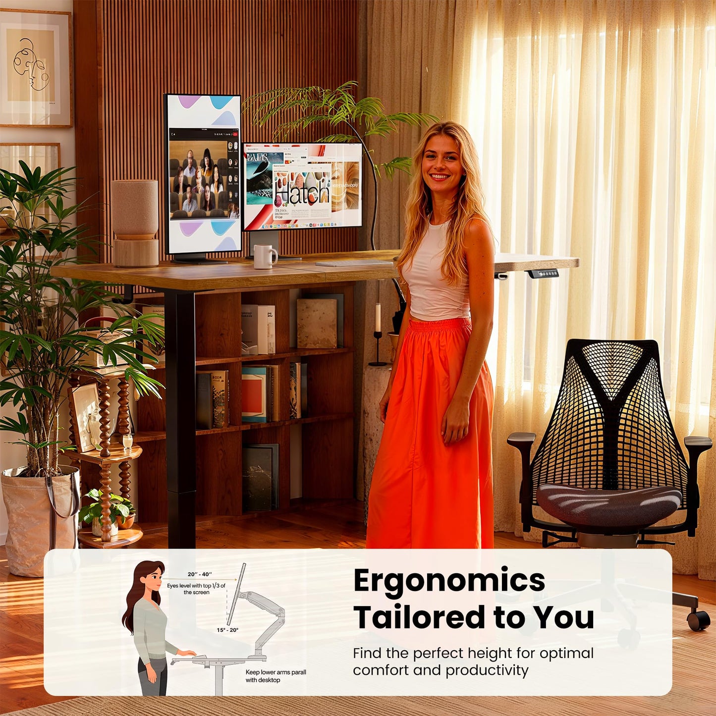 ErGear Electric Standing Desk 120 x 60cm 4 Memory with Splice Board
