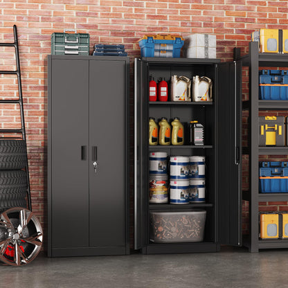 FlairVibe Metal Storage Cupboard with 2 Door and 3 Adjustable Shelves,Black