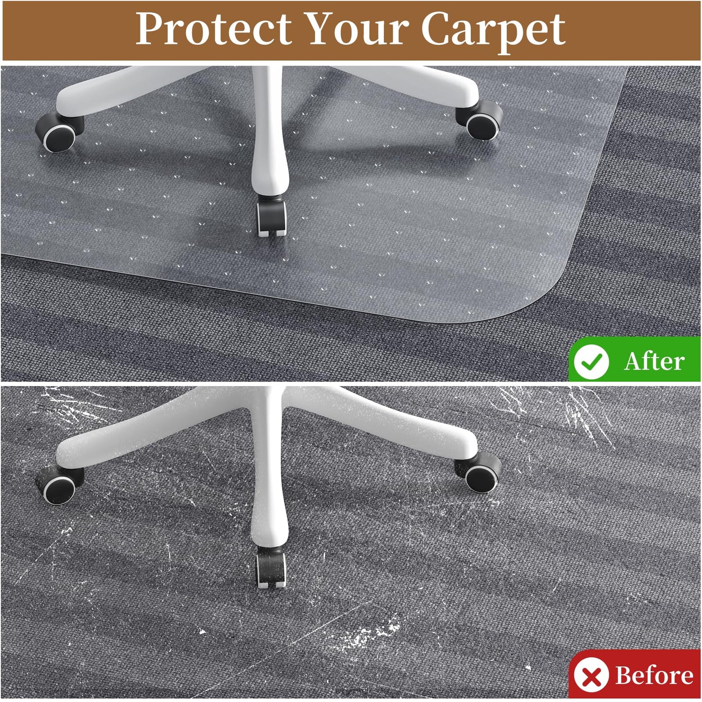MESHDO Office Chair Mat for Carpet, 114 X 135 X 0.22CM Desk Chair Mat for Carpet Floors