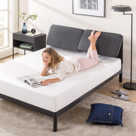 Zinus Avery 25 cm Platform Bed Frame with Reclining Headboard | Cushioned Adjustable Headboard with Customizable Height | Wood Slat Support | Easy