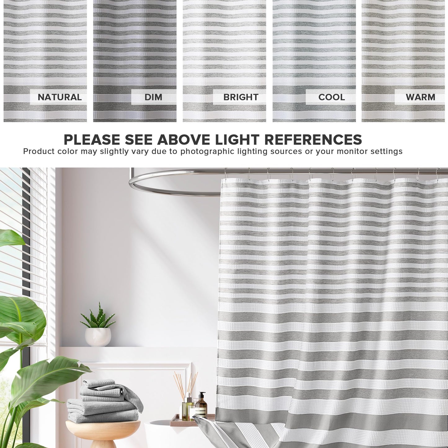 Madison Park Shower Curtain Spa Waffle Weave Shower Curtain for Bathroom 3M Scotchgard Moisture Management