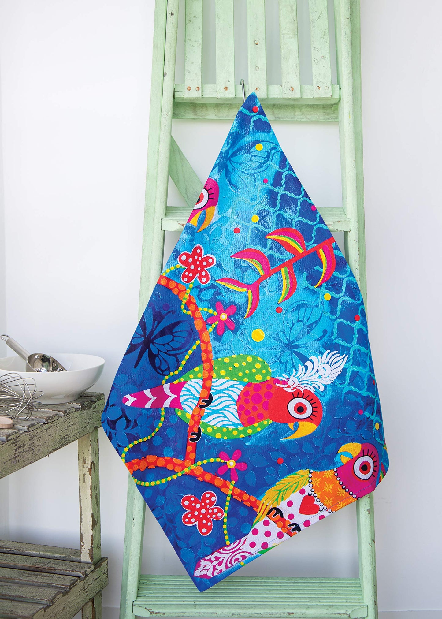 Maxwell & Williams Love Hearts Animal Printed Tea Towel with Rainbow Girls Design, 1% Cotton, Blue, 5 x 7 cm
