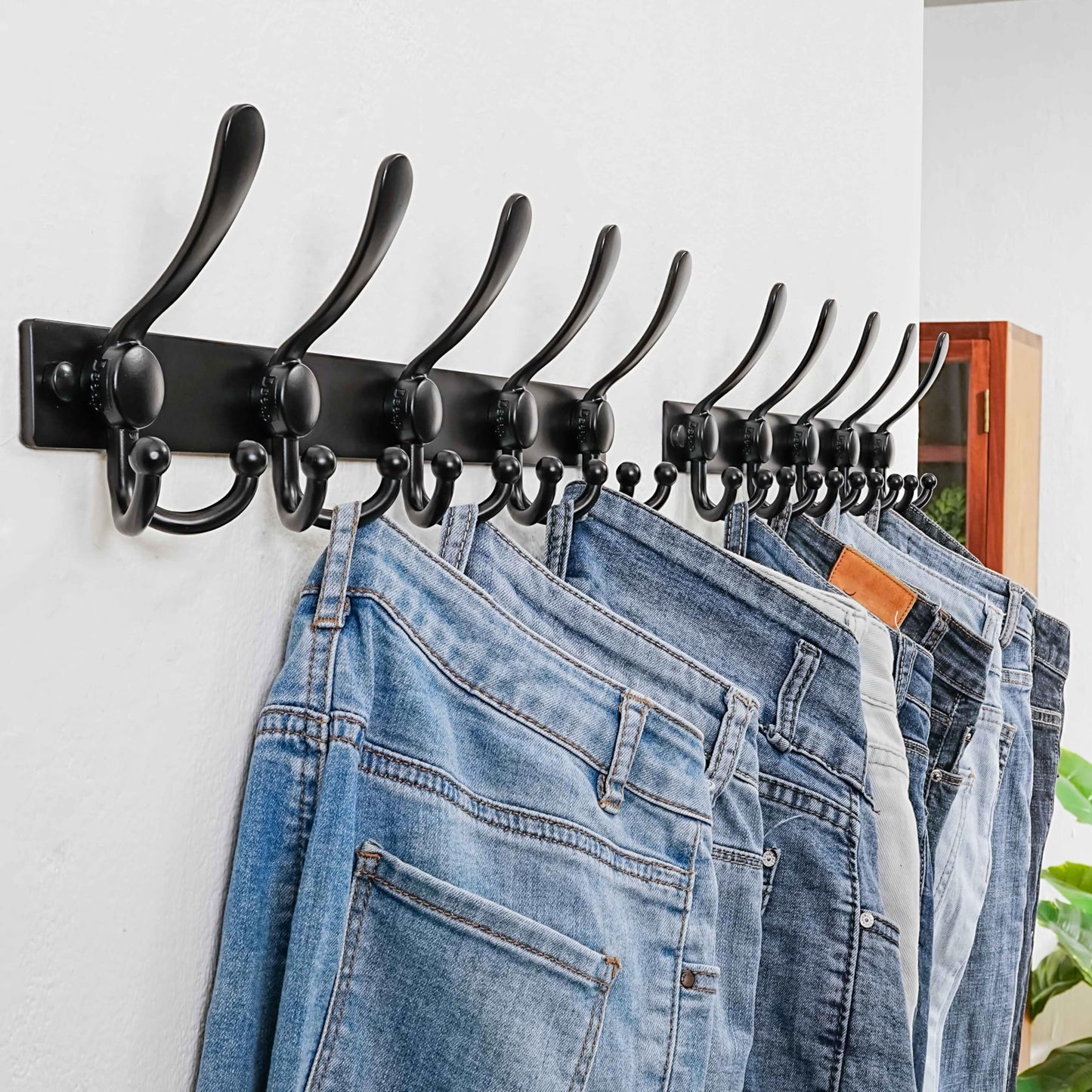 Dseap Coat Rack Wall Mount, Heavy Duty 2.5mm Base vs Flimsy 1mm, Double-Thick Solid Anti-Snap Hooks