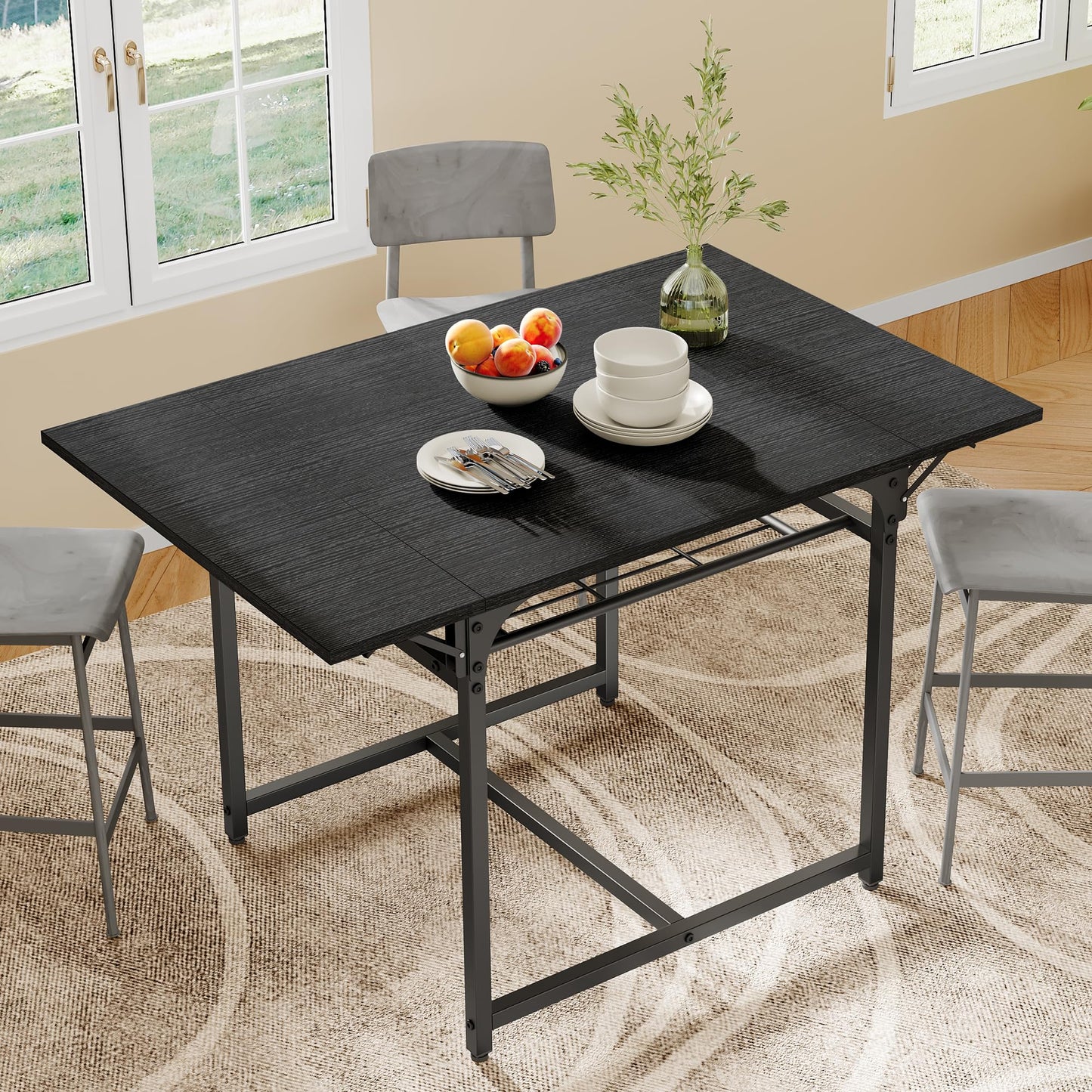 YITAHOME Folding Dining Table, Drop Leaf Table, Black