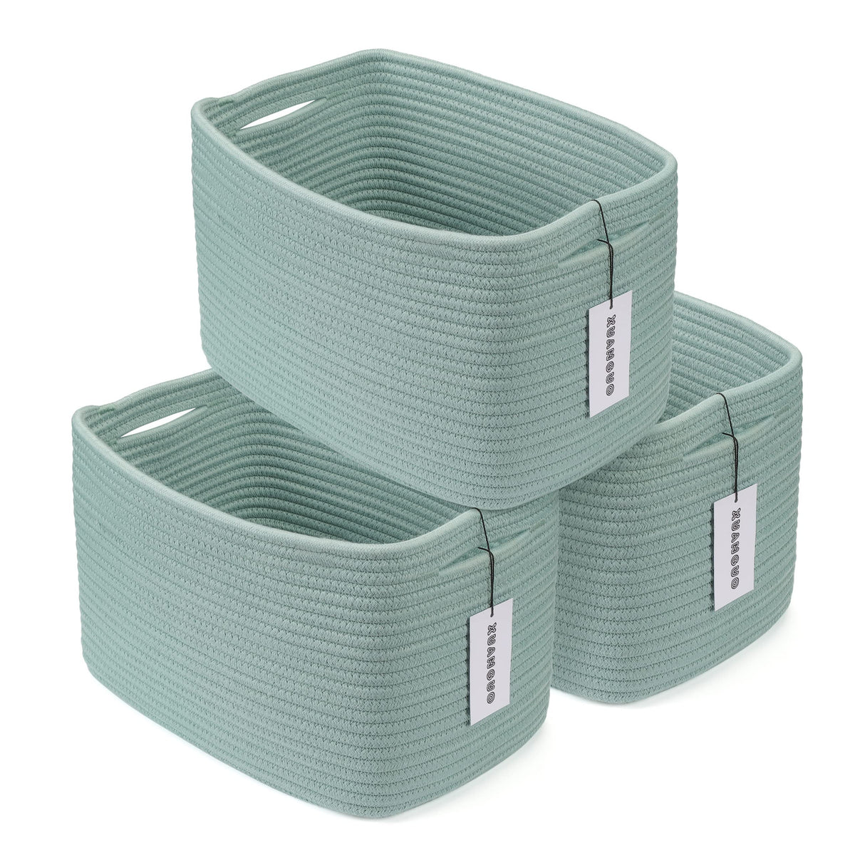 XUANGUO Cotton Rope storage Basket Bins Woven Basket for Organizing Shelves Closet Rectangle Decorative Baskets For storage Clothes Toys Books Towels