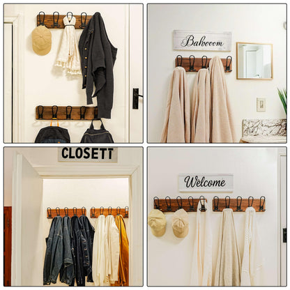 Dseap Coat Rack Wall Mounted - Heavy Duty Farmhouse Rustic Wall Coat Hanger With 5 Wire Hooks for Clothes Hat Jacket Towel, RusticWire, G25A