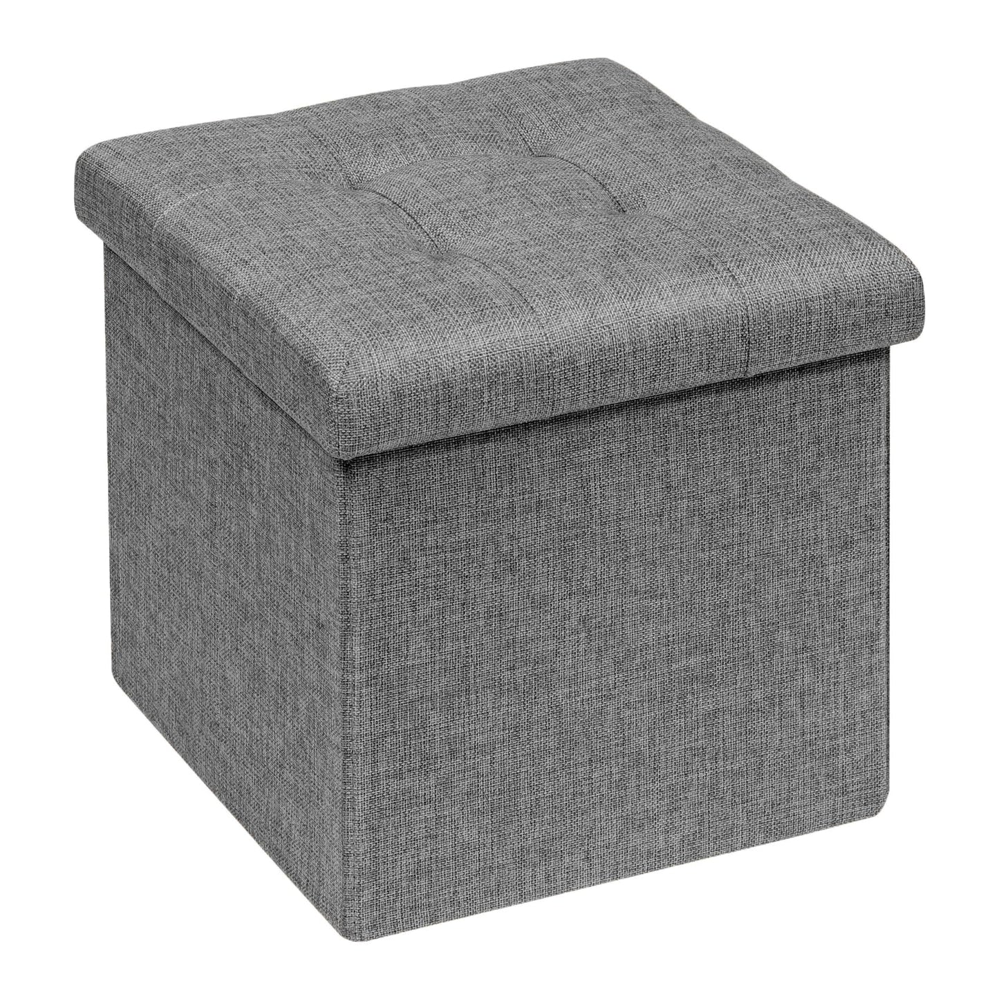 Bonlife Ottoman Storage Stool Cube - Small Footstool Seat,Grey 32x32x32cm