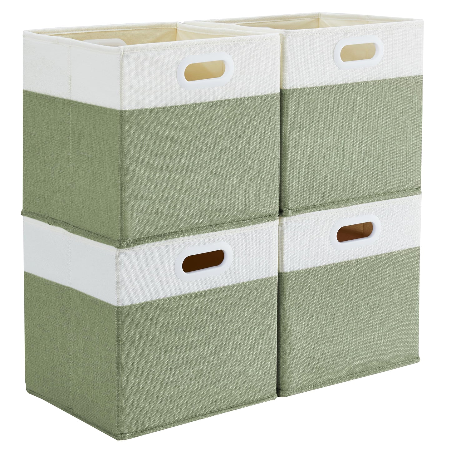 Mangata 4 Pack Foldable Cube Storage Boxes 28x28x28cm, Fabric Bins with Built-In Handle, No Crease, Odourless