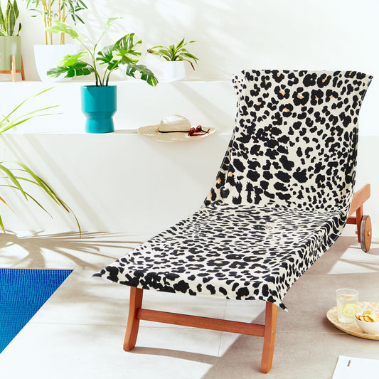 Catherine Lansfield Leopard Cotton 78x200cm Beach Sun Lounger Towel Natural