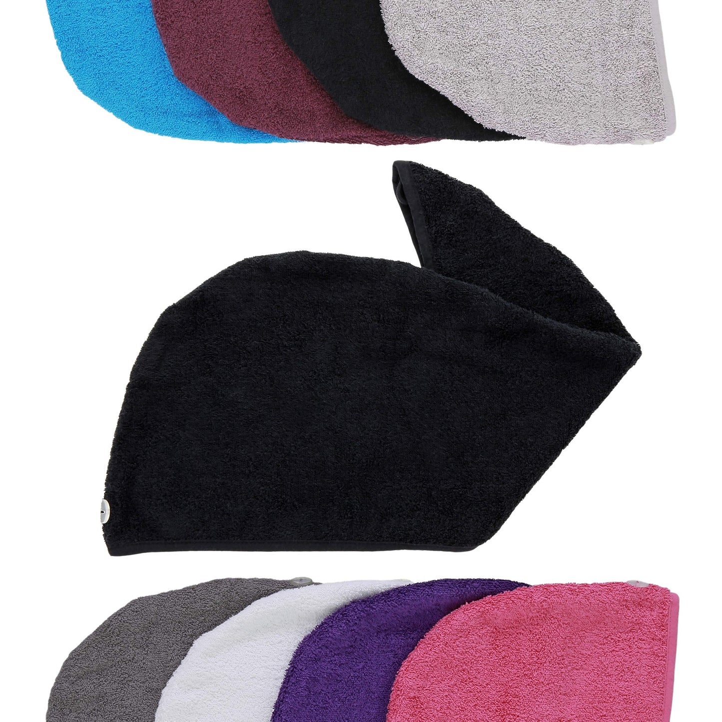 aztex Luxury Hair Turban Towel, Head Wrap Towel, Hair Drying Towel with Loop and Button Fastener, Luxury Absorbent and Lightweight Cotton