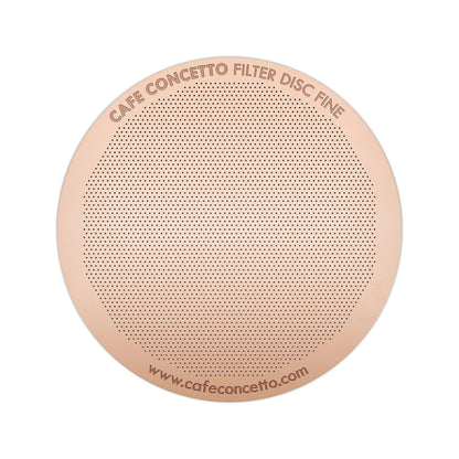 CAFE CONCETTO Filters for use in AeroPress Go/AeroPress Coffee Makers - Disc Fine & Superfine - Reusable - Premium Coated Stainless Steel (Rose Gold,