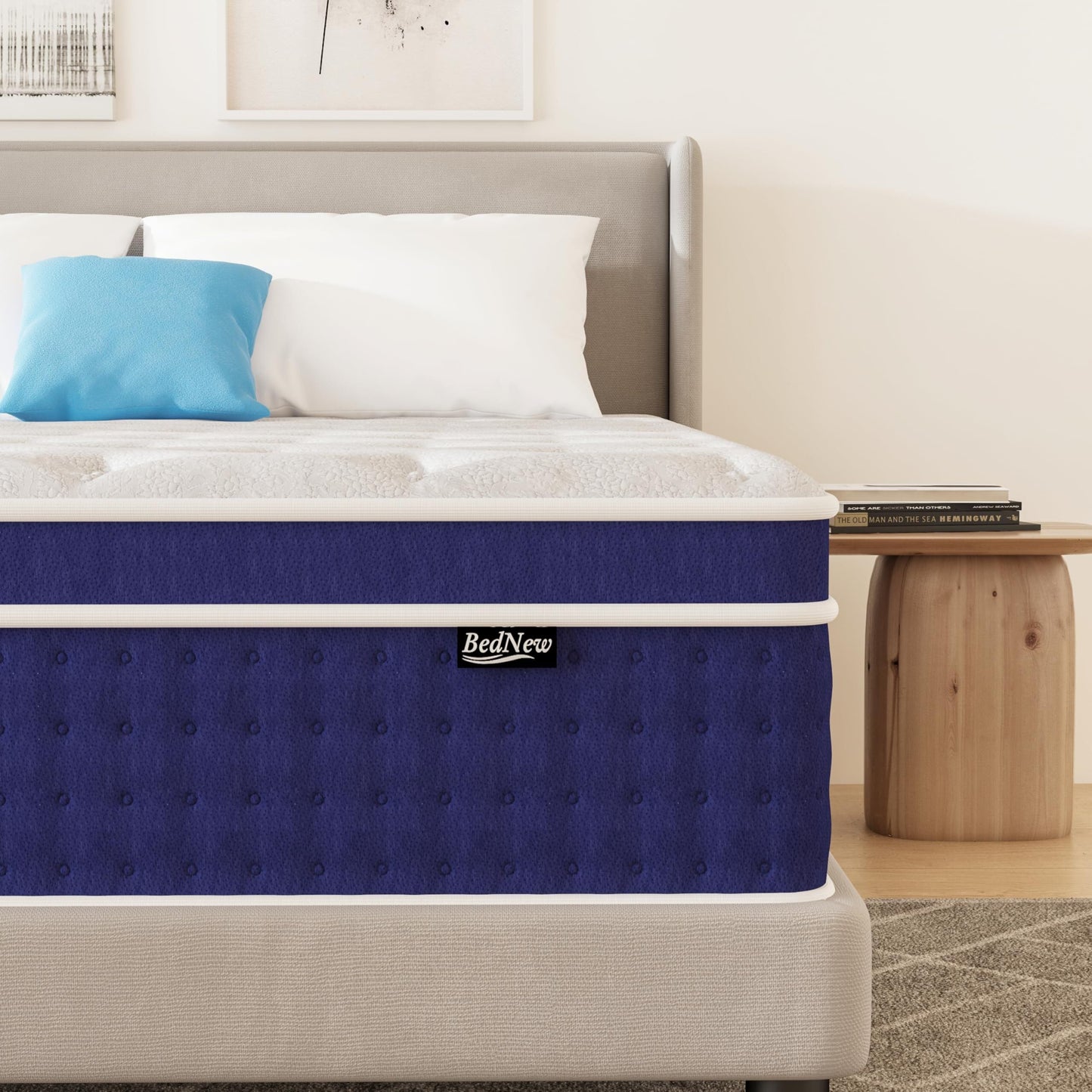 Bednew European Single Mattress 90x200cm, 12 Inch Innerspring Hybrid Mattress Double with Breathable Foam and Pocket Spring For Cool Comfort Sleep