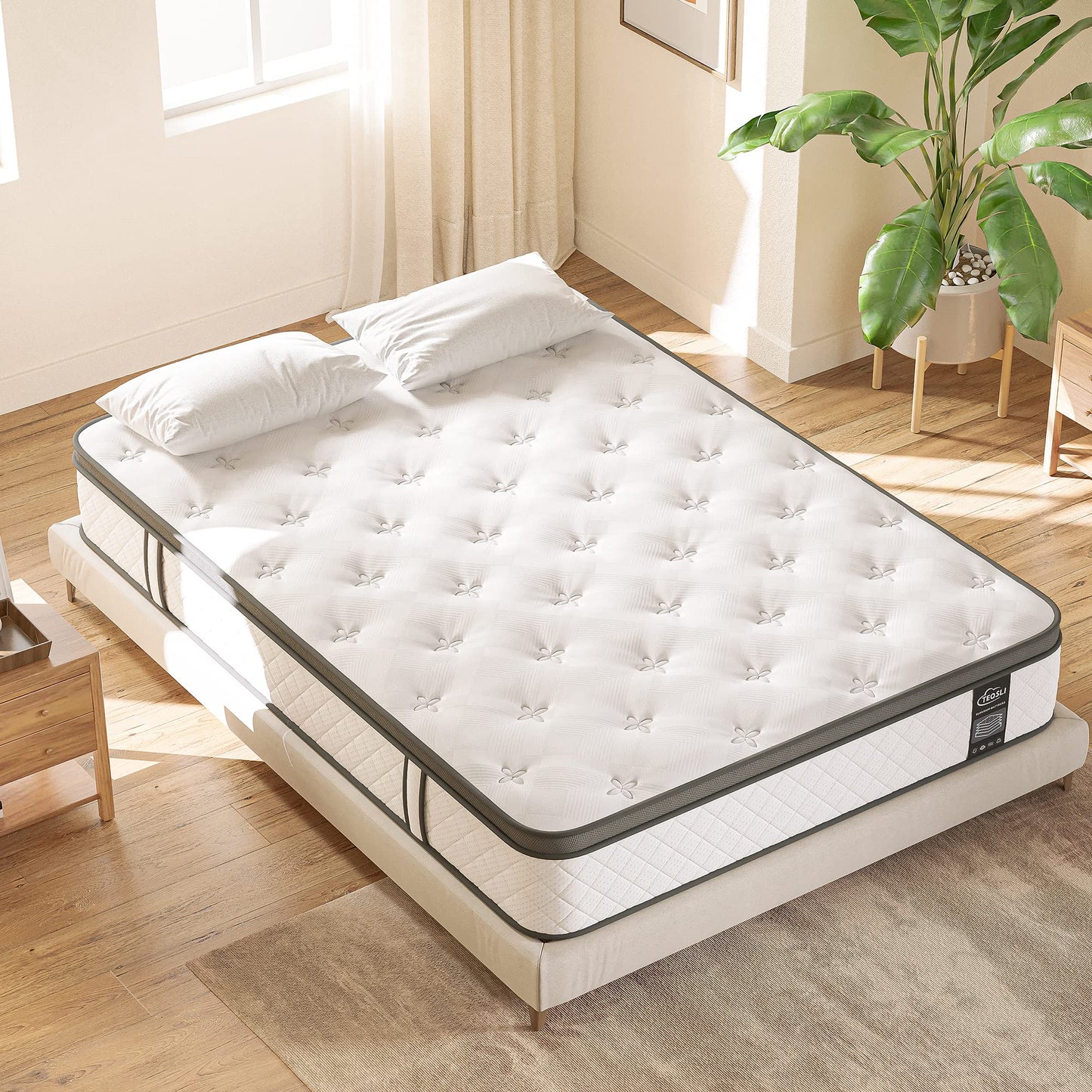 TeQsli 10 Inch Double Mattress Hybrid Medium Firm 7 Zone 135x190x25cm