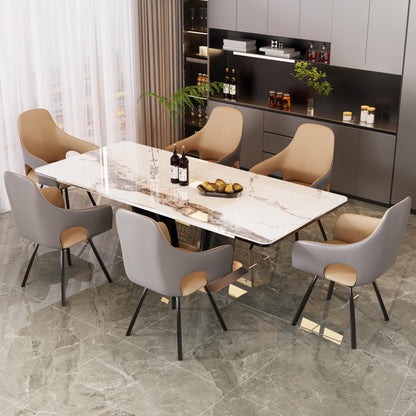 Swivel Dining Chairs 360° Rotatable : Leather Dining Chair Set of 2 Dining Room Chairs with Armrest,High Back Swivel Armchair Sponge Filling