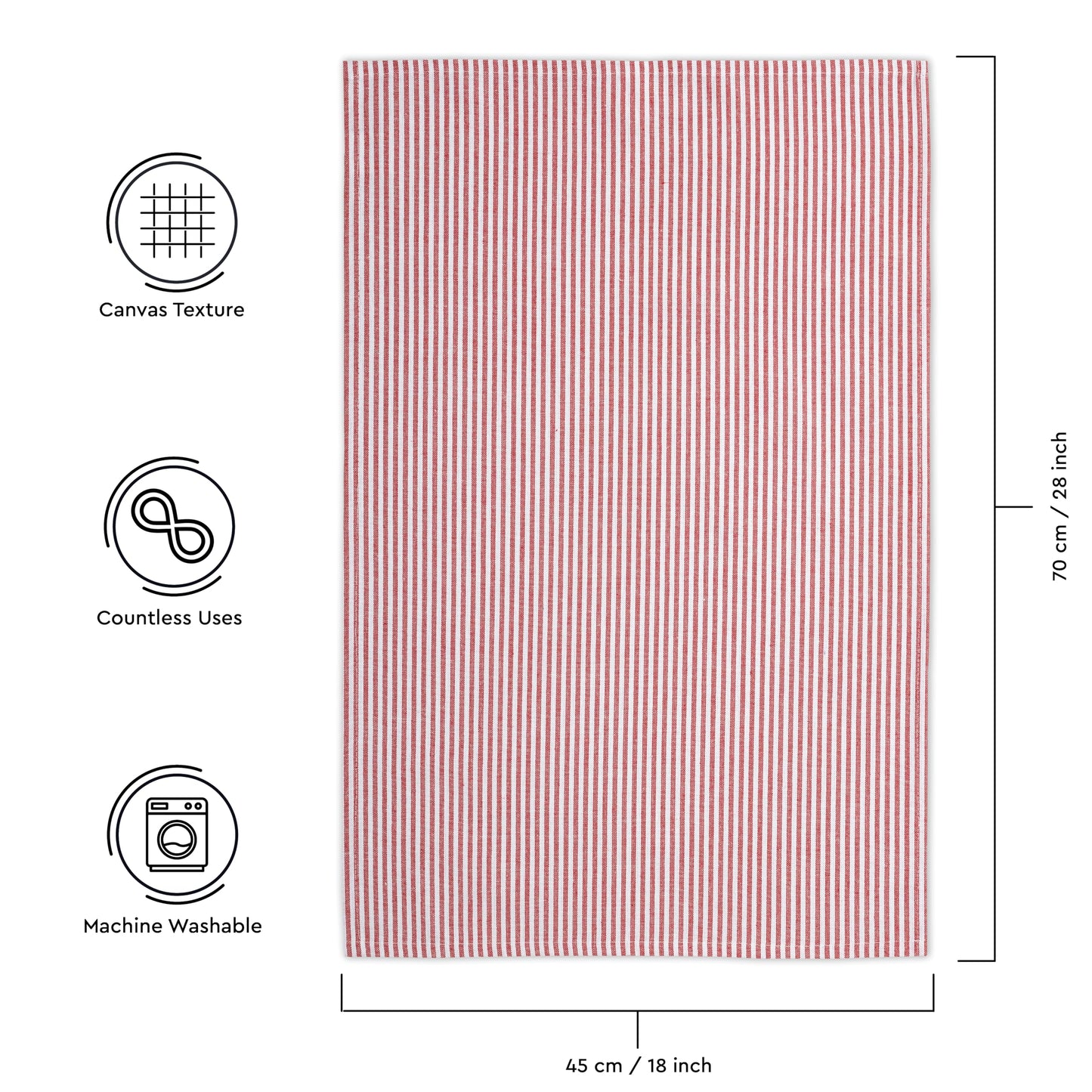 Encasa XO Kitchen Cloth for Cooking | Cotton Hand Towel for Quick Drying Dishes | 70x45 cm Tea Towels