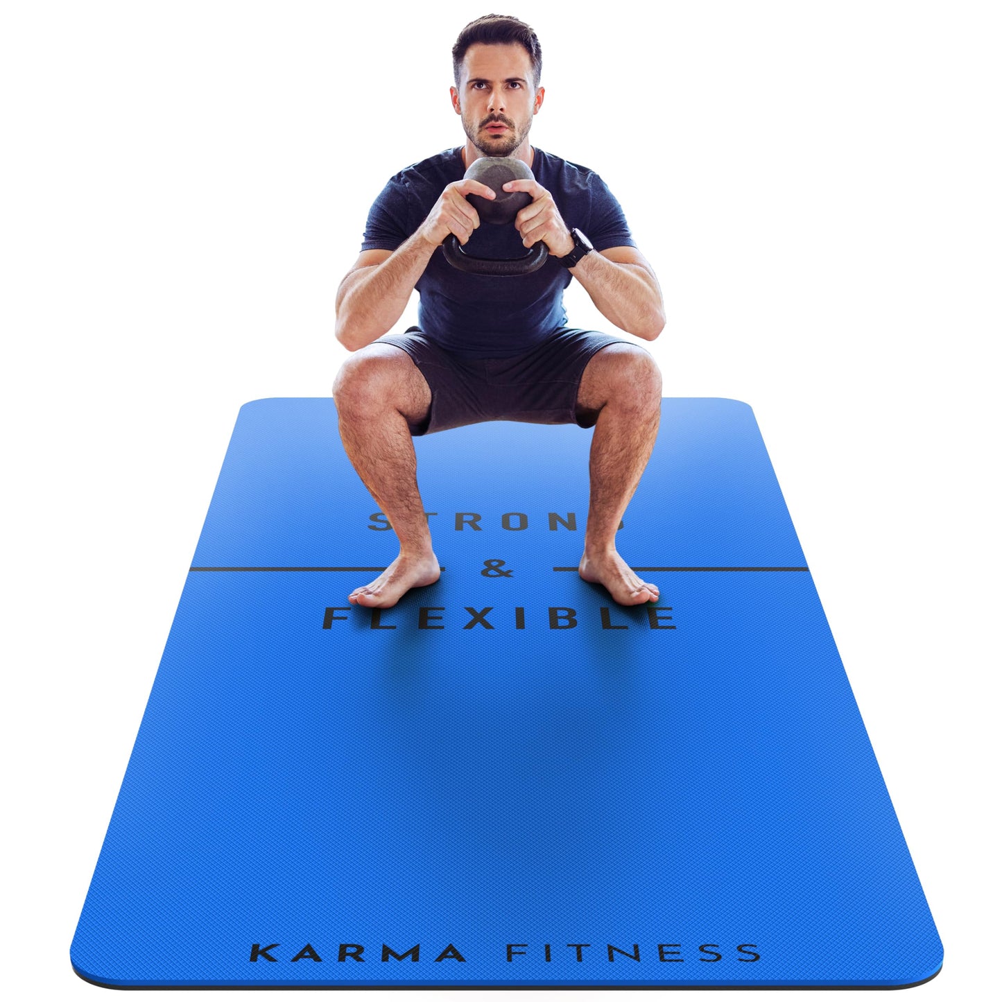 Large Exercise Mat  Extra Wide & Extra Thick Yoga Mat (183cm x 80cm x 10mm), TPE Fitness Mat with Free Carry Straps, Perfect for HiiT Home Workouts &