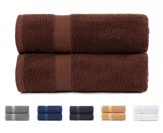 Todocama Set of 2 Large Bath Towels, 100% Cotton 550 gsm Extra Soft, Highly Absorbent and Quick Drying, 100 x 150 cm, Chocolate