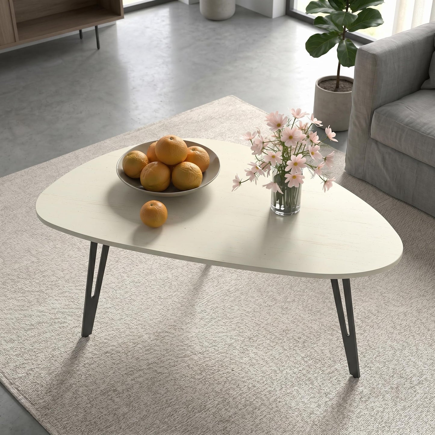 Manora White Oval Coffee Table Scandinavian Metal Legs 100x55x43cm