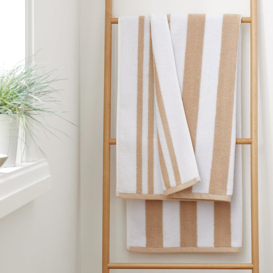 Bianca Reversible Stripe 70x120cm Cotton Jacquard Bath Towel Natural