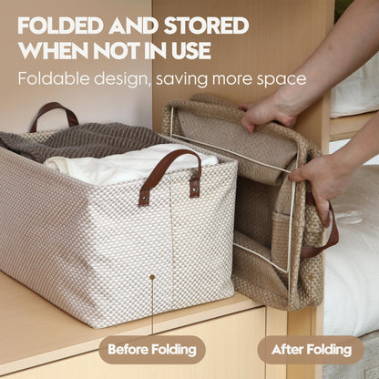 Sea Team Square Jute Storage Basket Internal Frame Structured Organizer