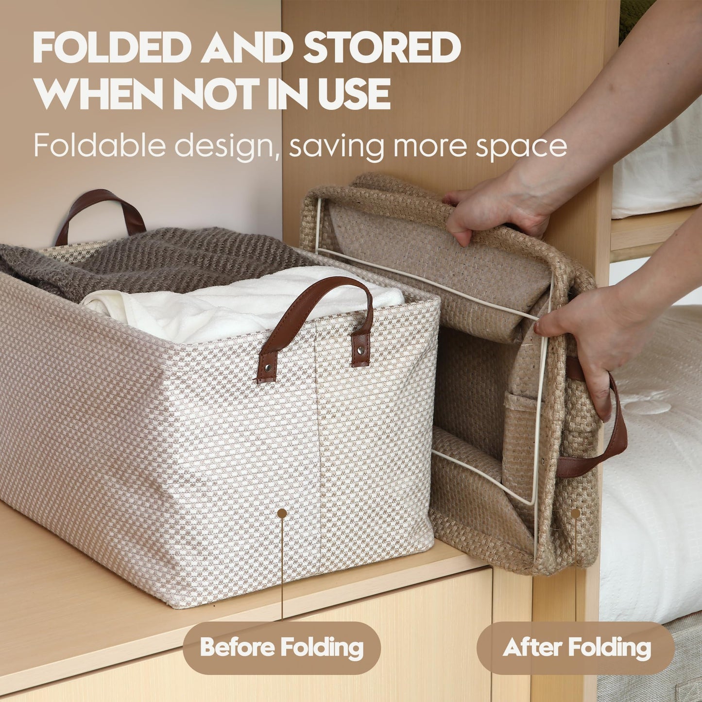 Sea Team Square Jute Structured Storage Basket with Frame Support