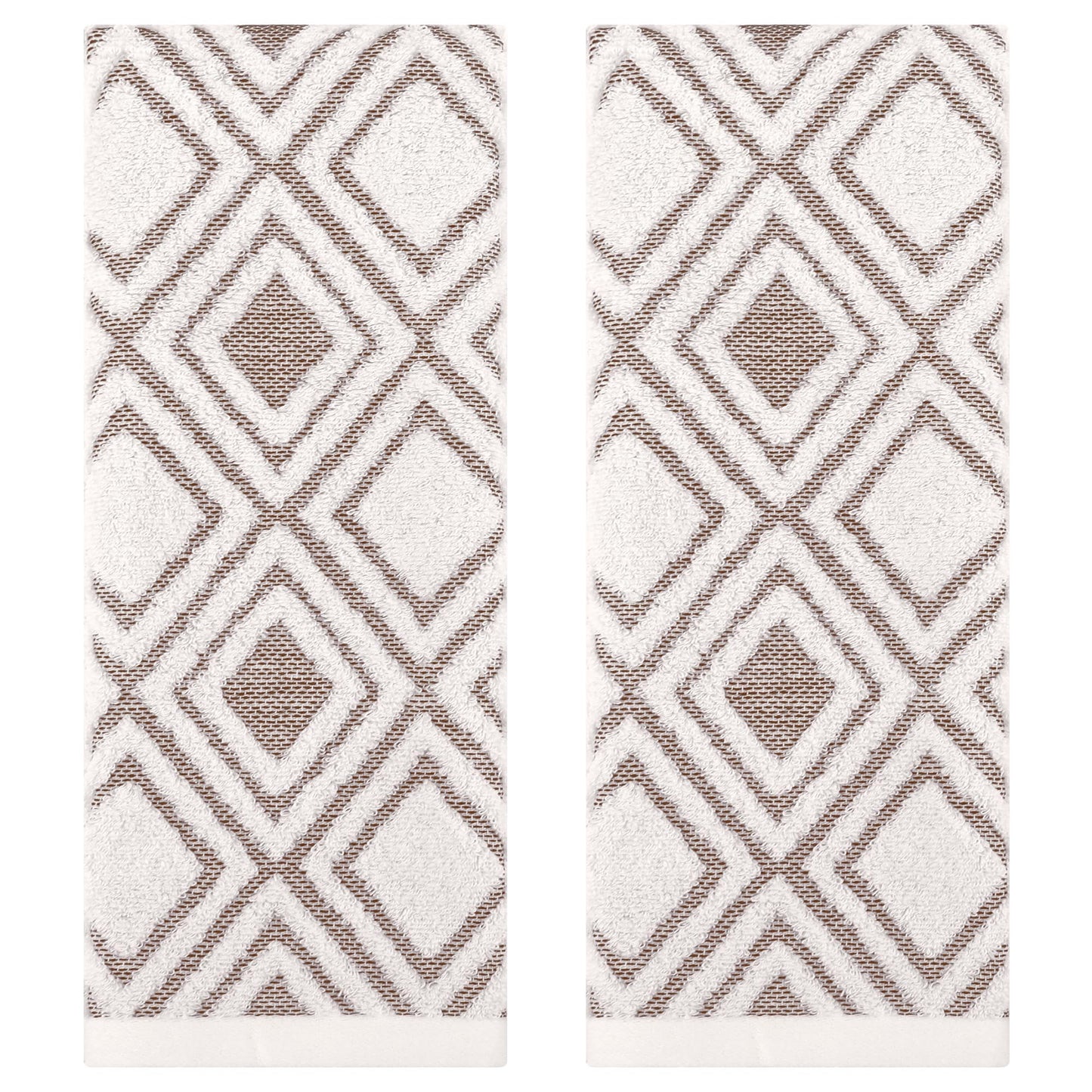 HMETOL Geometric Pattern Cotton Decorative Soft Absorbent Hand Towels