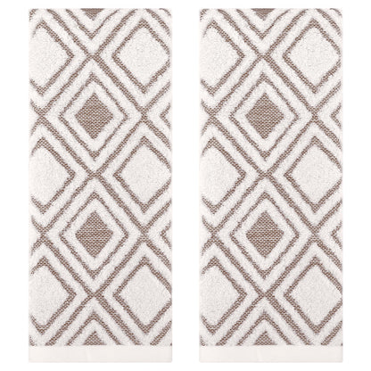 HMETOL Geometric Pattern Cotton Decorative Soft Absorbent Hand Towels