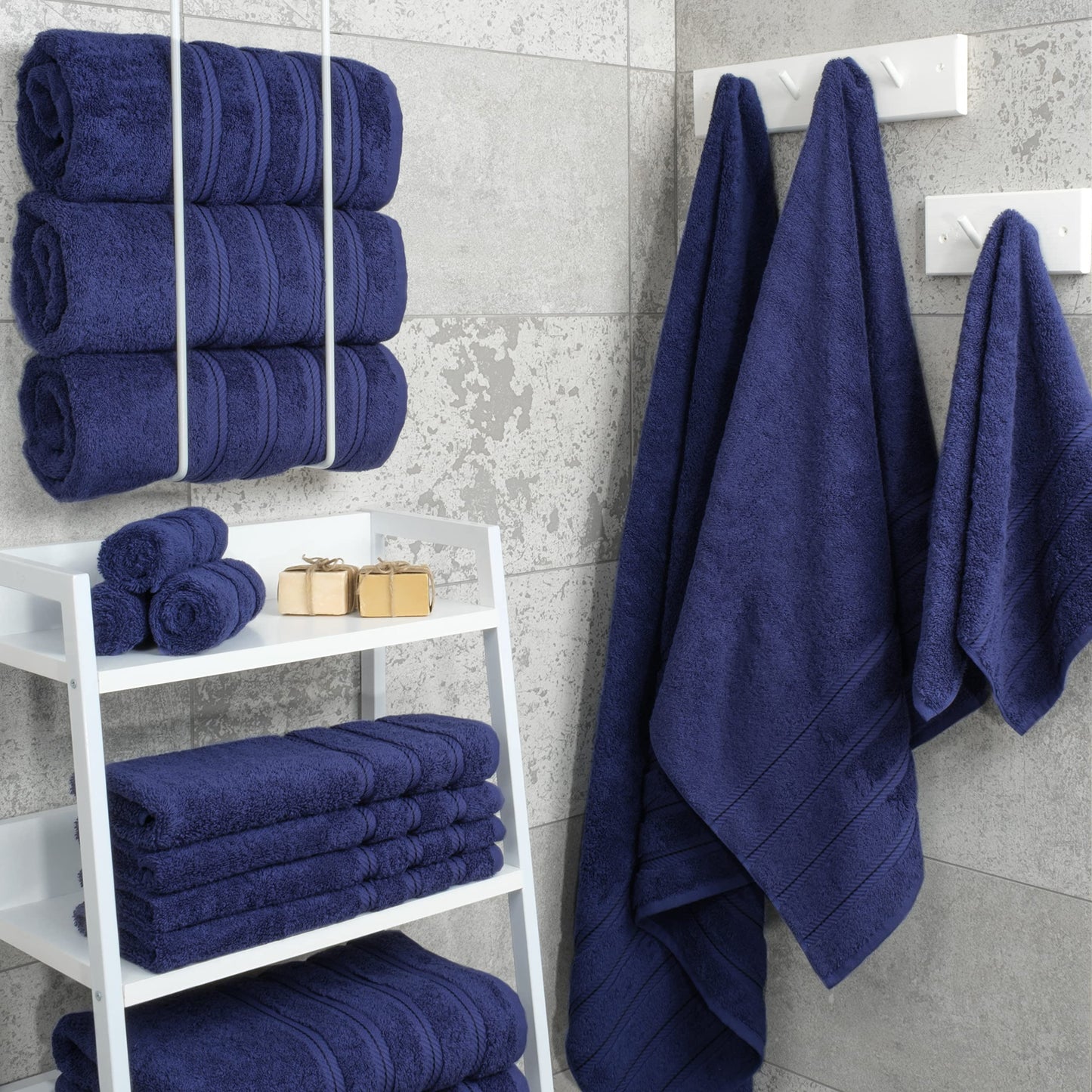 American Soft Linen Luxury 4 Piece Bath Towel Set, 100% Cotton Turkish Bath Towels for Bathroom, 27x54 in Extra Large Bathroom Shower Towels