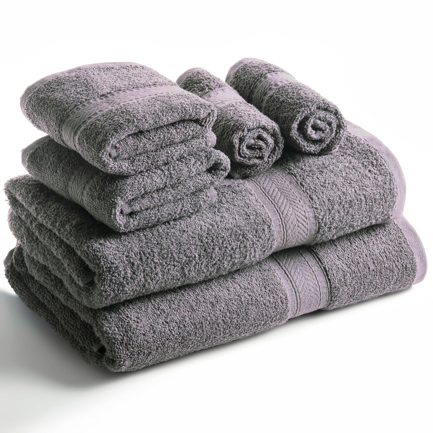 SweetNeedle 6 Piece Towel Set - 2 Bath Towels, 2 Hand Towels and 2 Washcloths Cotton Daily Use Hotel Spa Quality Soft Highly Absorbent Quick Dry