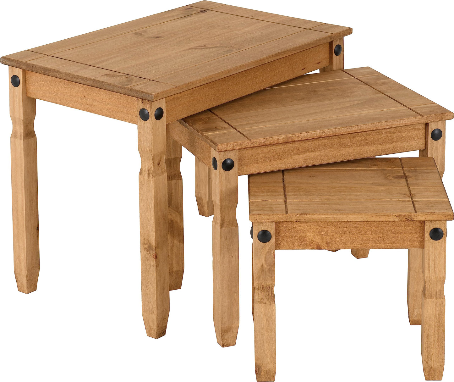 Seconique Corona Nest Of Tables in Distressed Waxed Pine
